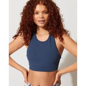 NWT Threads 4 Thought Kensi Rib Sports Bra Heather Chambray Women's Size Large